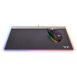 Thermaltake Argent MP1 - Tapis de souris gamer RGB, alimenté par USB, surface aluminium et base caoutchouc antidérapante, noir/titane