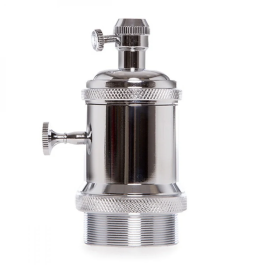 Douille E27 Cuivre Bakélite avec Interrupteur Rotatif, Finition Chrome [AM-AH008]