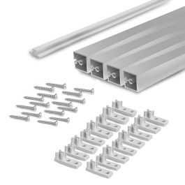 Emuca Kit de 4 profils transversaux pour meubles de cuisine Albeam, avec accessoires à visser, aluminium et plastique, anodisé mat