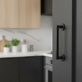 HERRAJES ALK Manillon Inoxidable Rental C200 Ø50 Negro Con Rosetas D50Mm