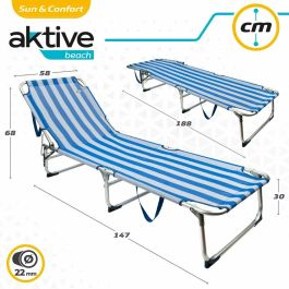 Chaise de plage Aktive Bleu Blanc 188 x 58 x 30 cm