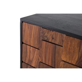 GINER Y COLOMER Buffet 2 portes avec motifs géométriques en bois de Sheesam et de manguier, finition wengué et noyer - 108x40x75 cm