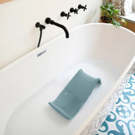 Beaba - Transatdo - Transat de bain ergonomique pour bébé, textile doux déhoussable et séchage rapide, Bleu Baltique - Compatible baignoires Pop Up et Eazy Pop