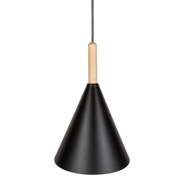Lampe Suspendue Madeleine Métal et Bois [SKD-P130-3-W]