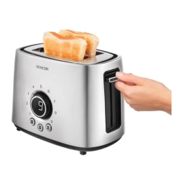 Sencor STS 5050SS Grille-pain 2 tranches Argenté avec fonction Dégivrage, Centrage et Éjection Automatique - 9 Niveaux de Cuisson - 1000 W