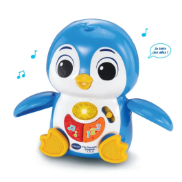 VTECH Baby - Flip Flap Mon Pingouin 1,2,3 Bleu - Jouet d'Éveil Musical et Numérique Interactif avec Sons et Mouvements pour Bébé de 9 à 36 Mois
