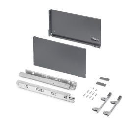 Emuca Tiroir extérieur Vertex avec réglages 3D hauteur 242mm, 60kg, profondeur 450mm, acier, Gris antracite