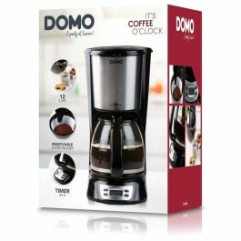 Domo Cafetière Filtre DO708K 1000W 1.5L 12 Tasses LCD Minuteur 24h Noir Inox