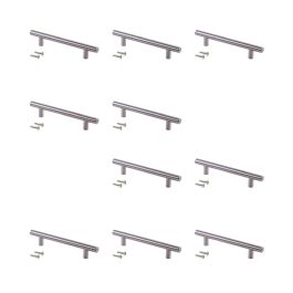 Emuca Lot de 10 poignées pour meubles Orlando, L188mm, entraxe 128mm, Acier, Nickel satiné