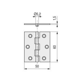 HERRAJES ALK Charnière Plane Laiton Nickelé Nova 60x50 mm