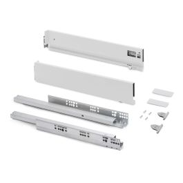 Emuca Tiroir extérieur Vertex avec réglages 3D hauteur 93mm, 40kg, profondeur 350mm, Acier, Peint en blanc