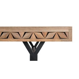 GINER Y COLOMER Table de Salle à Manger Rectangulaire en Bois de Mango 200 cm, Style Rustique et Industriel, avec Base en Métal en Forme de Y