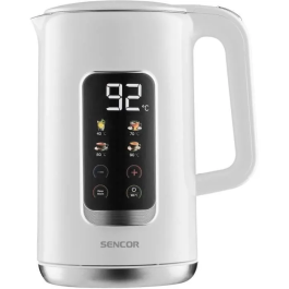 Sencor SWK 0950WH Bouilloire électrique 1.7 L 2200 W, réglage température 40-100°C, écran LED tactile, double paroi inox/plastique, triple sécurité et maintien au chaud Precio: 36.99. SKU: B193742JKE