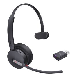 Yealink WH64 Hybrid Mono Casque sans fil pour Bureau/Centre d'appels, Connectivité DECT et Bluetooth 5.2, Compatible Microsoft Teams, Noir