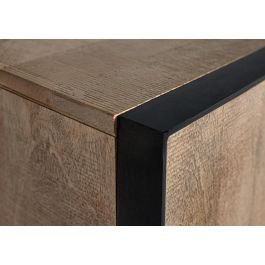 GINER Y COLOMER - Meuble TV industriel en bois de manguier naturel 180 cm avec 3 portes, 3 tiroirs et structure métallique noire