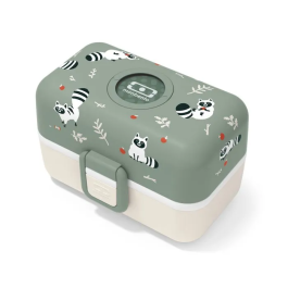 Monbento - Lunch box enfant MB Tresor Raccoon avec 3 compartiments et 2 caissettes, sans BPA - Boite repas gamelle - 800 ml