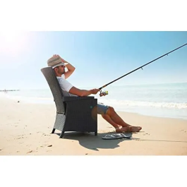 Keter Vermont Fauteuil de jardin en résine imitation rotin tressé, gris graphite, dossier inclinable, 64 x 68 x 107 cm