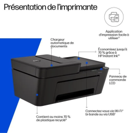 HP DeskJet 4330 - Imprimante tout-en-un jet d'encre couleur - Copie, scan, Wi-Fi, impression mobile - 3 mois d'Instant ink inclus avec HP+