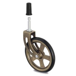 Q&Q H123 Roue Pivotante Camarena D105 en Caoutchouc Bronze avec Fixation à Cheville, Charge Max 10 Kg