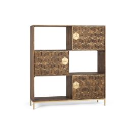 GINER Y COLOMER Dora2 - Bibliothèque en bois de manguier et métal, couleur noyer, style élégant, dimensions 143x130x40 cm