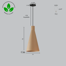 Lampe Suspendue Shu Beige/Noir Florón, Design Contemporain, Éclairage LED E27, Cable Réglable
