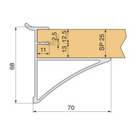 Zobal Support étagère Bois Épaisseur 25mm L100 Argent Mat Tête Plate avec Pestaña Sujeción Superior
