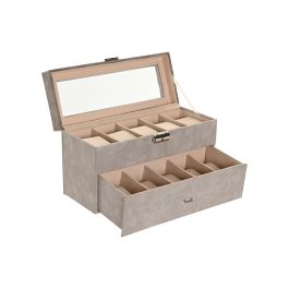 Boîte à bijoux Home ESPRIT Gris Polyuréthane Verre Bois MDF 27,5 x 11 x 15 cm