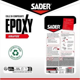 Colle époxy - SADER - Bi-composant rapide - Tous supports - Forte et résistante - Transparent - Seringue 25 ml