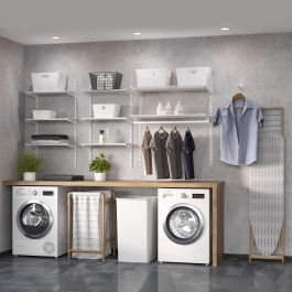 Emuca Kit de pour 3 étagères avec consoles et supports muraux Jagmet, longueur 280mm, Acier, Peint en blanc