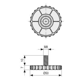 HERRAJES ALK Pied Nivelant Rido Ø50 M8x10 Gris Clair