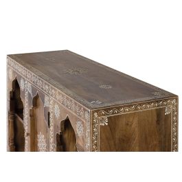 GINER Y COLOMER Console d'Entrée en Bois de Manguier Artisanale avec Porte et 3 Tiroirs, Finition Naturelle et Blanc, 100x79x35 cm