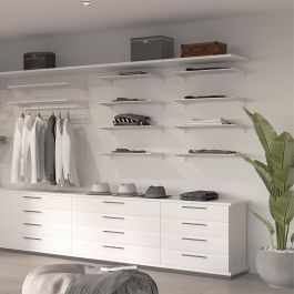 Emuca Lot de 4 étagères avec consoles et plaques de fixation murale Jagmet, longueur 230mm, Acier, Peint en blanc