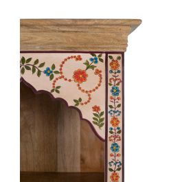 GINER Y COLOMER Bibliothèque ou Vitrine Décorative en Bois de Mango avec Détails Floraux Peints à la Main - Structure à Deux Compartiments et Porte Abattante