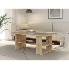 Artisan Table basse rectangulaire en chêne avec 2 plateaux, finition bois clair - Dimensions : 110 x 60 x 45 cm