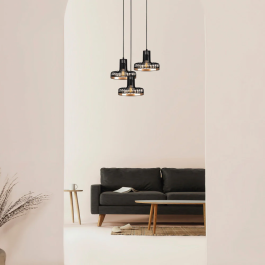 Lampe Suspendue Fellini Noir/Cuivre 3x E27 OPV-527ABY1773