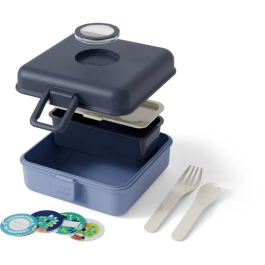 Monbento Lunch Box Snacky Bleu Infinity 850 ml - Boîte à sandwich enfant avec couverts - Sans BPA - Inclus étiquettes personnalisables