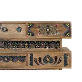 GINER Y COLOMER Commode en bois de manguier massif 8 tiroirs avec fronts peints à la main - Décors artisanaux uniques - Patines 10 cm