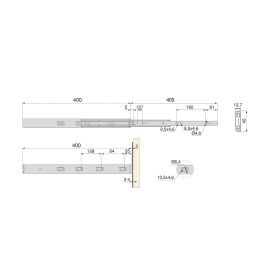 Emuca Lot de 5 jeux de coulisses pour tiroirs, roulement à billes, hauteur 45mm, profondeur 400mm, à sortie totale, avec push, fermeture amortie, zingué