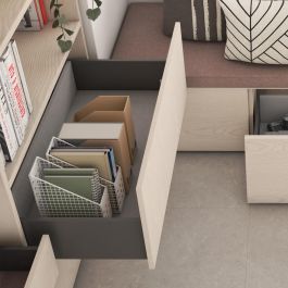 Emuca Tiroir extérieur Vertex avec réglages 3D hauteur 178mm, 40kg, épaisseur de panneau de 18mm, profondeur 400mm, Acier, Gris antracite