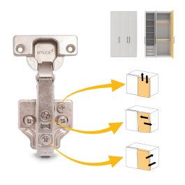 Emuca Lot de 20 charnières droites X92N et embases de montage mixtes, Diamètre 5x9.5mm, Hauteur 0, Acier, Nickelé