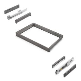 Emuca Rack avec glissières à extension totale et à fermeture douce pour accessoires d'armoire Quartz, 662-688mm, Aluminium et plastique, Titane