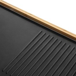 Sencor SBG 206BK - Grill électrique et plancha 2-en-1 1800 W, surface de cuisson 43 x 23 cm, design bambou, noir - Contrôle de température, bac à graisse amovible