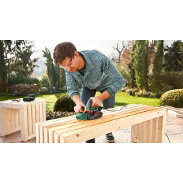 Bosch Rabot Electrique PHO 2100 680W avec Lame Woodrazor pour Portes et Fenêtres, Largeur de Rabotage 82 mm, Éjection des Copeaux