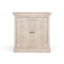 GINER Y COLOMER Buffet 2 portes en bois de manguier, fabrication artisanale, finition sable avec moulure et poignées noires, 1 bulto Precio: 911.988. SKU: B1HBQVP2EC