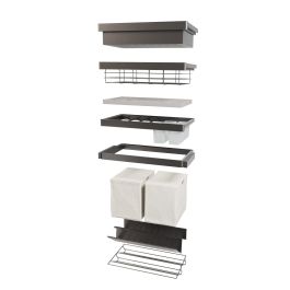 Emuca Rack avec glissières à extension totale et à fermeture douce pour accessoires d'armoire Quartz, 862-888mm, Aluminium et plastique, Titane
