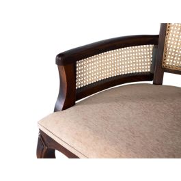 GINER Y COLOMER - Classic Canapé en Bois d'Acacia avec Détails Artisanaux, Tissu Clair, Pieds Cabriolés - Style Traditionnel et Confortable