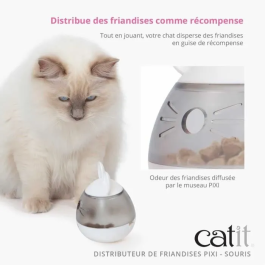 Cat It Distributeur de friandises pour chat PIXI, Design oreilles de souris, Blanc