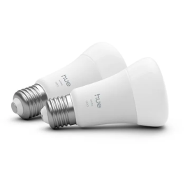 Philips Hue Pack de 2 Ampoules LED Intelligentes Connectées, Blanc Chaud 2700K, Culot E27, 9.5W 1100 Lm, Compatibles Application Hue