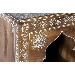 GINER Y COLOMER Console d'Entrée en Bois de Manguier Artisanale avec Porte et 3 Tiroirs, Finition Naturelle et Blanc, 100x79x35 cm