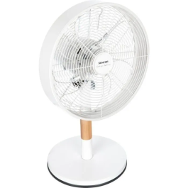 Sencor SFE 3080WH Ventilateur de bureau oscillant 30 cm, 3 vitesses, design métal et bois, 35 W